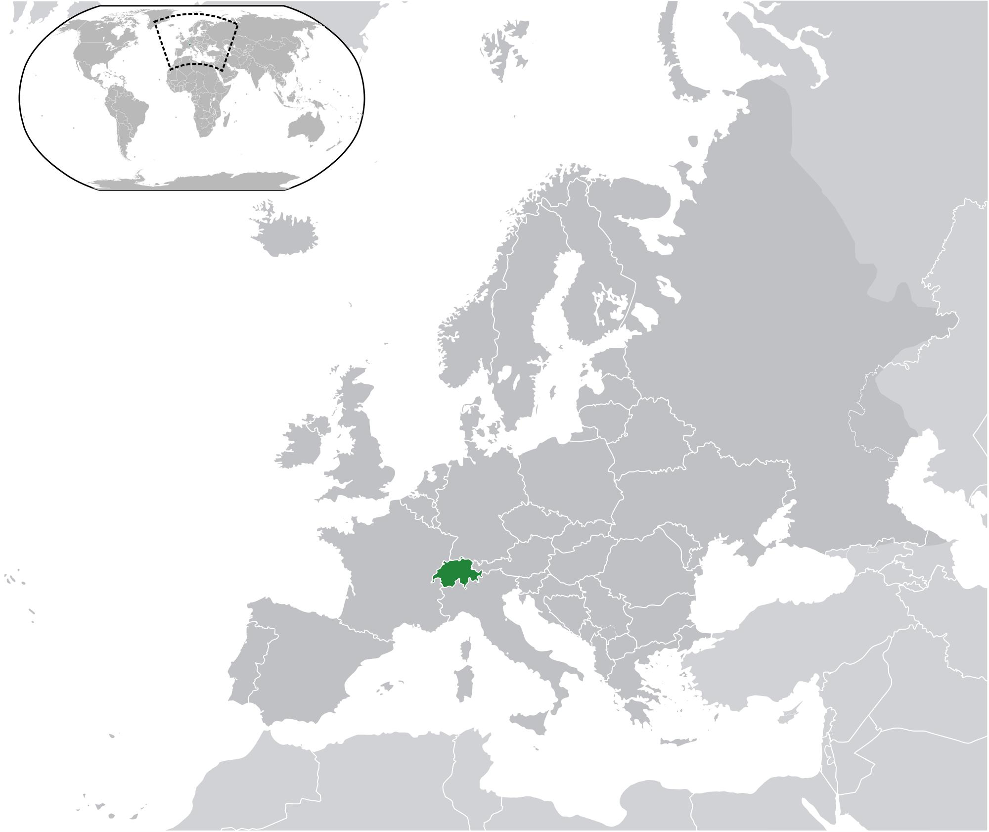 スイスの世界地図スイスの地図 西ヨーロッパのヨーロッパ