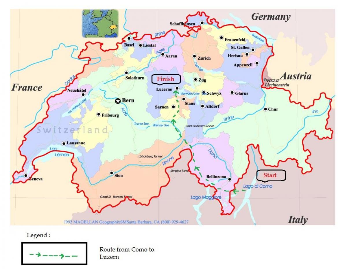 ルツェルンスイスの地図 地下街などのルツェルンスイス 西ヨーロッパのヨーロッパ