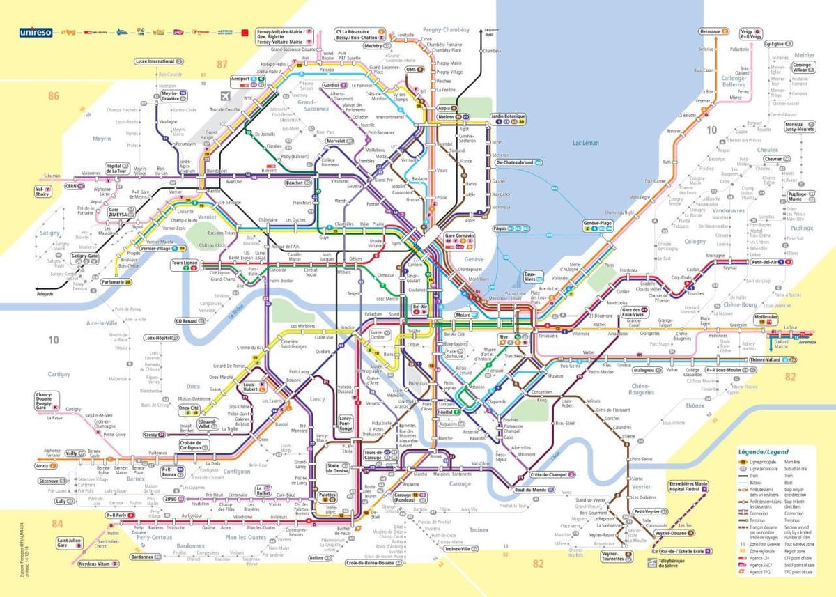 地図のジュネーブスイスのバス