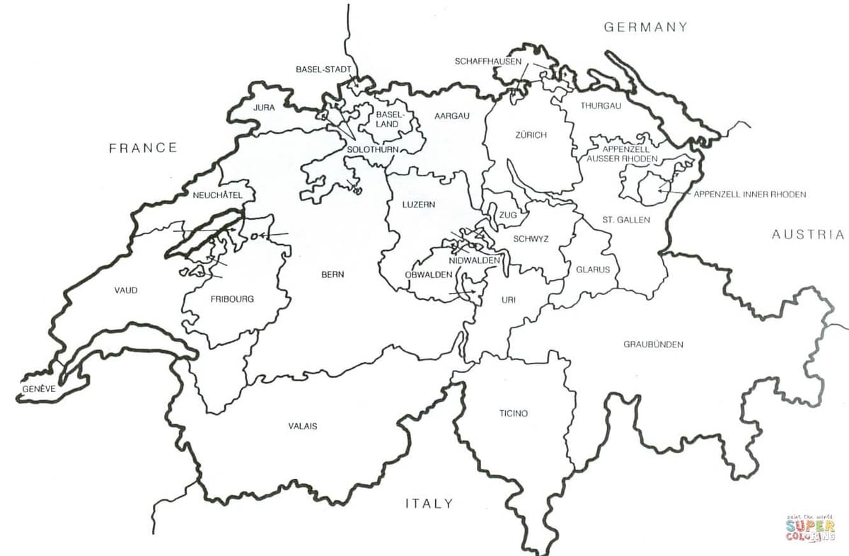 スイスの白地図
