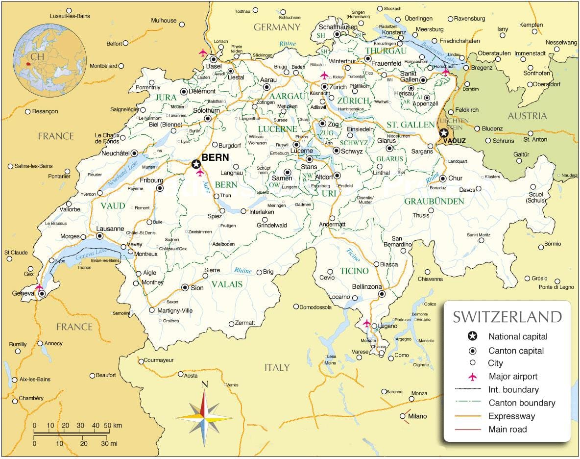 地図のスイス