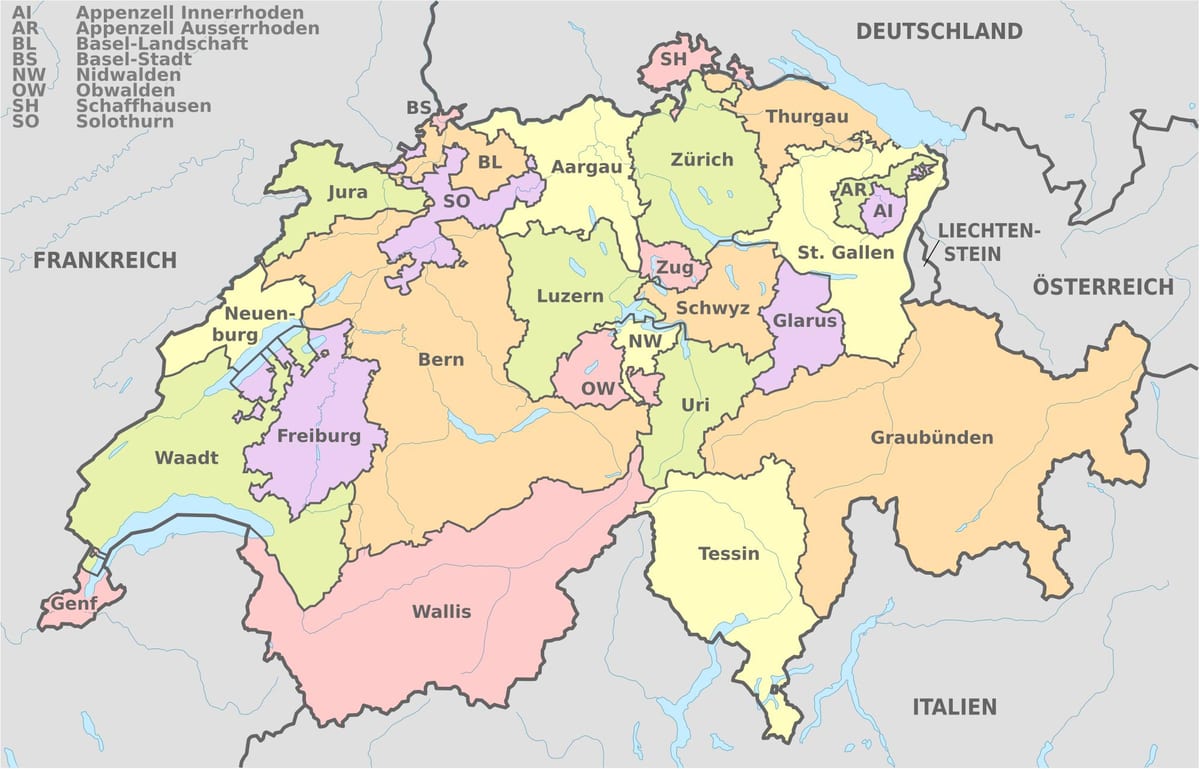 地図スイスと周辺地域