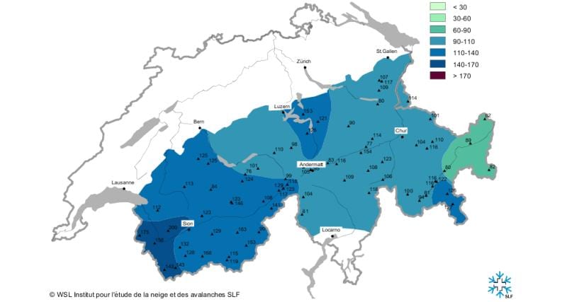 地図-雪のスイスの地図