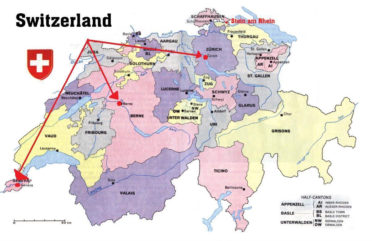 ジュネーブスイス欧州の地図