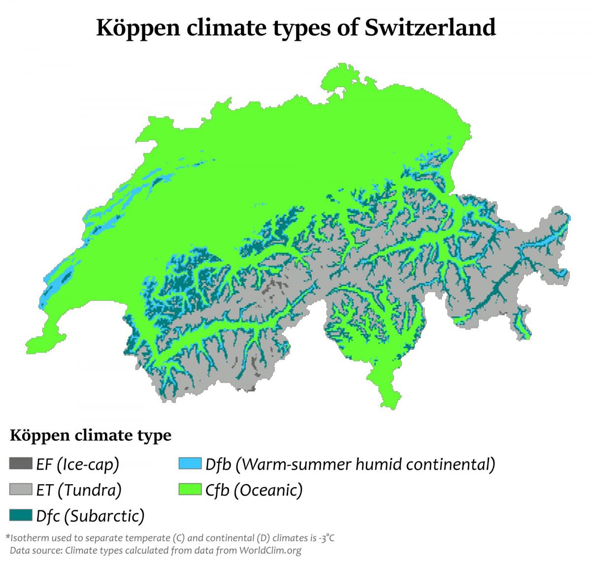地図スイスの気候