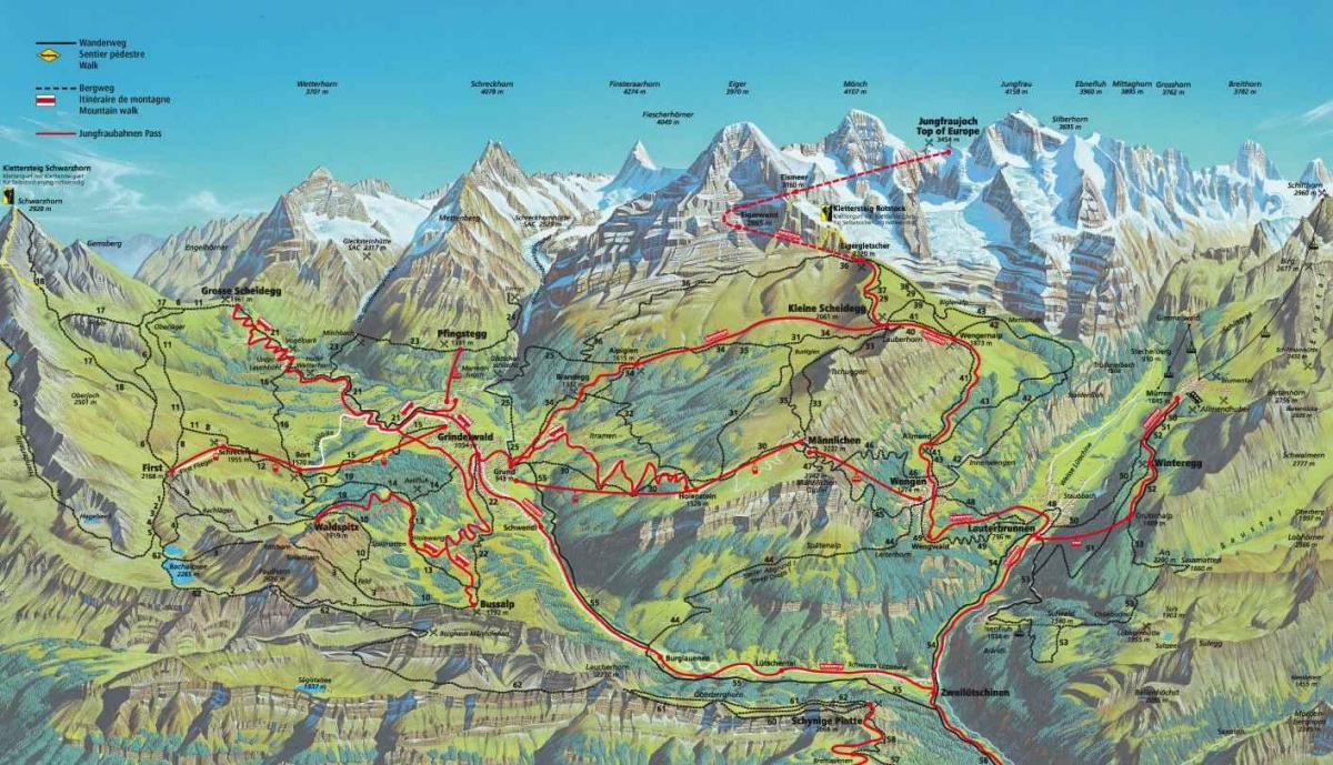 地図のハイキング地図スイス