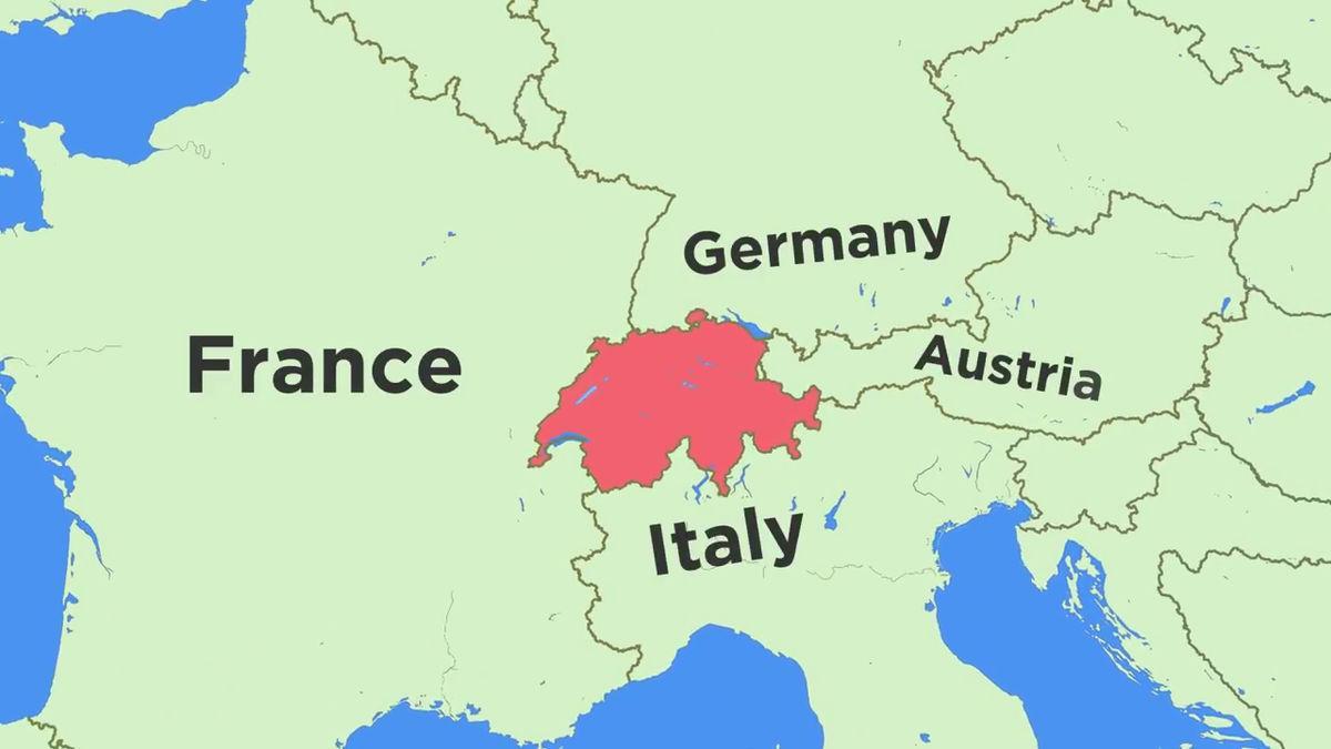 地図のスイス、近隣諸国
