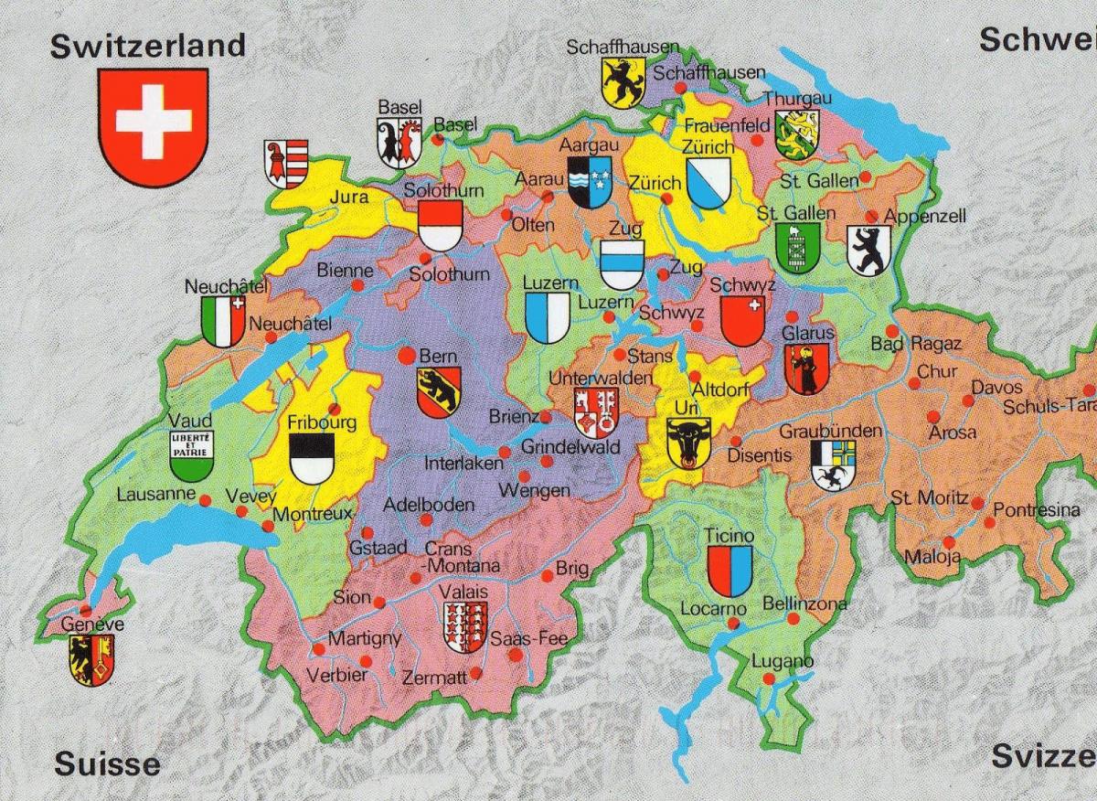 地図の観光マップのチューリッヒスイス