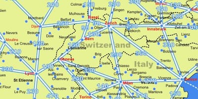 地図スイスの地図との距離