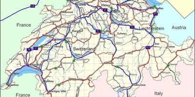 地図スイスの山々