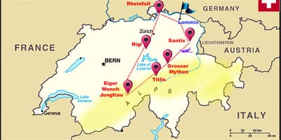 スイスアルプススイスの地図