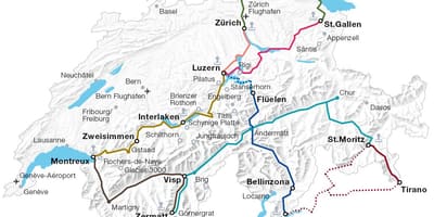 スイスの電車路線図