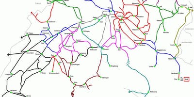 地図のスイス鉄道駅 