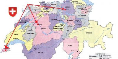 ジュネーブスイス欧州の地図